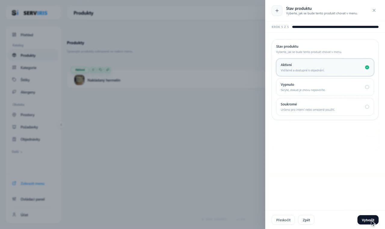 Krok 4: Alergeny přímo z karty produktu — Produkty