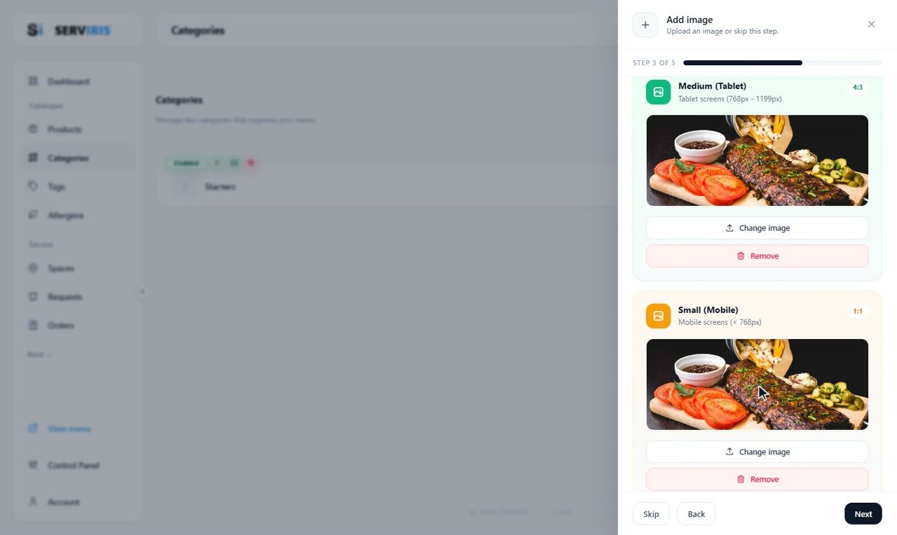 Step 4: And the next one — Categories and subcategories