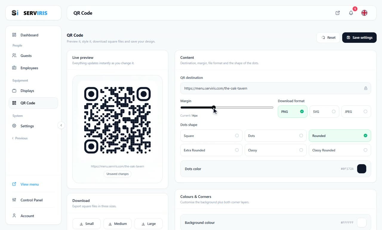 Step 2: Margin and format — A QR code with your identity