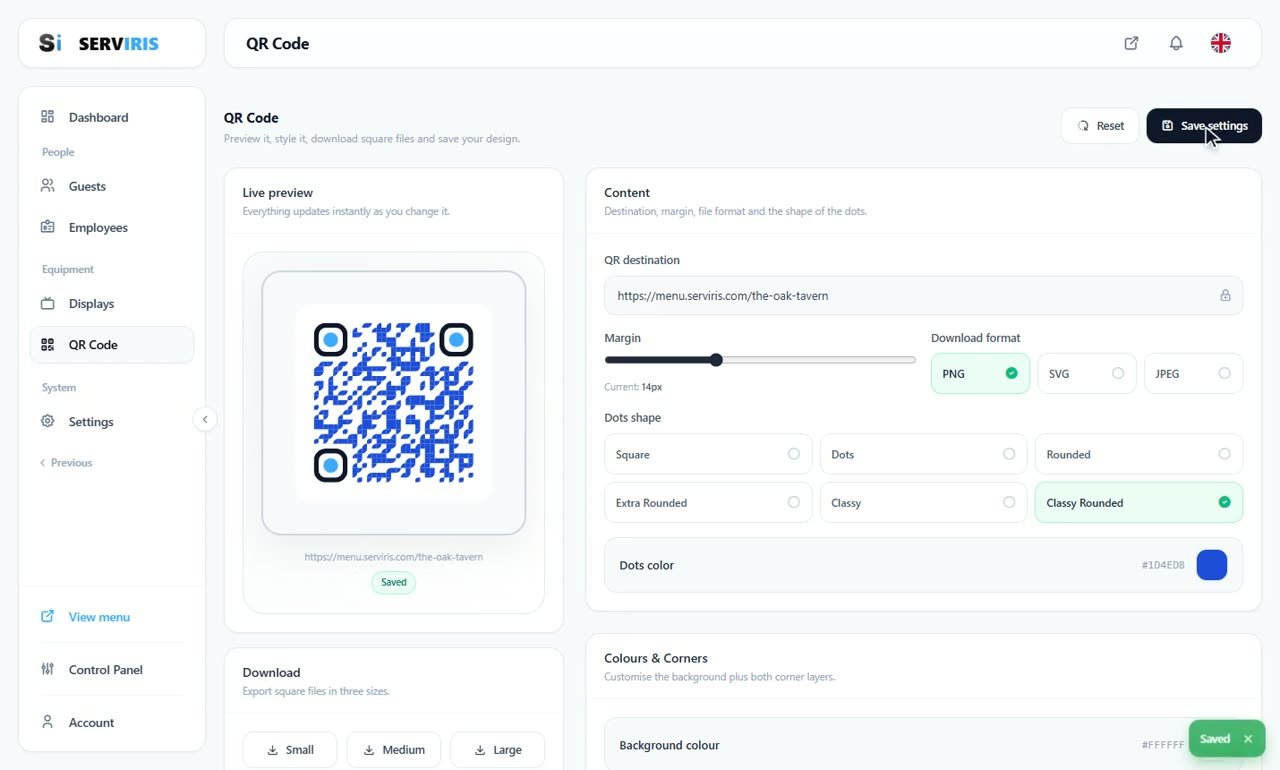 Step 6: Save — the design holds — A QR code with your identity