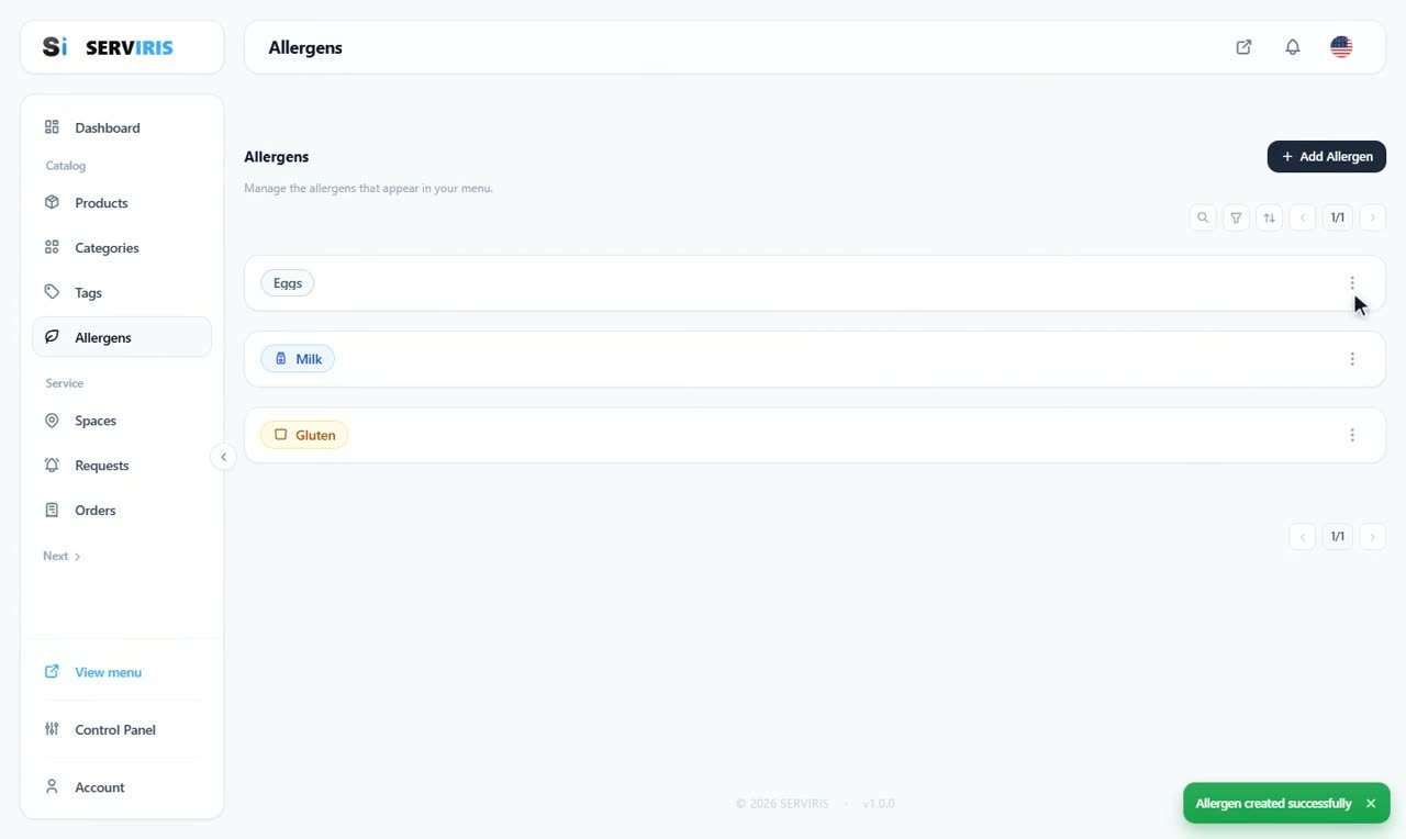 Step 4: The list takes shape — Allergens