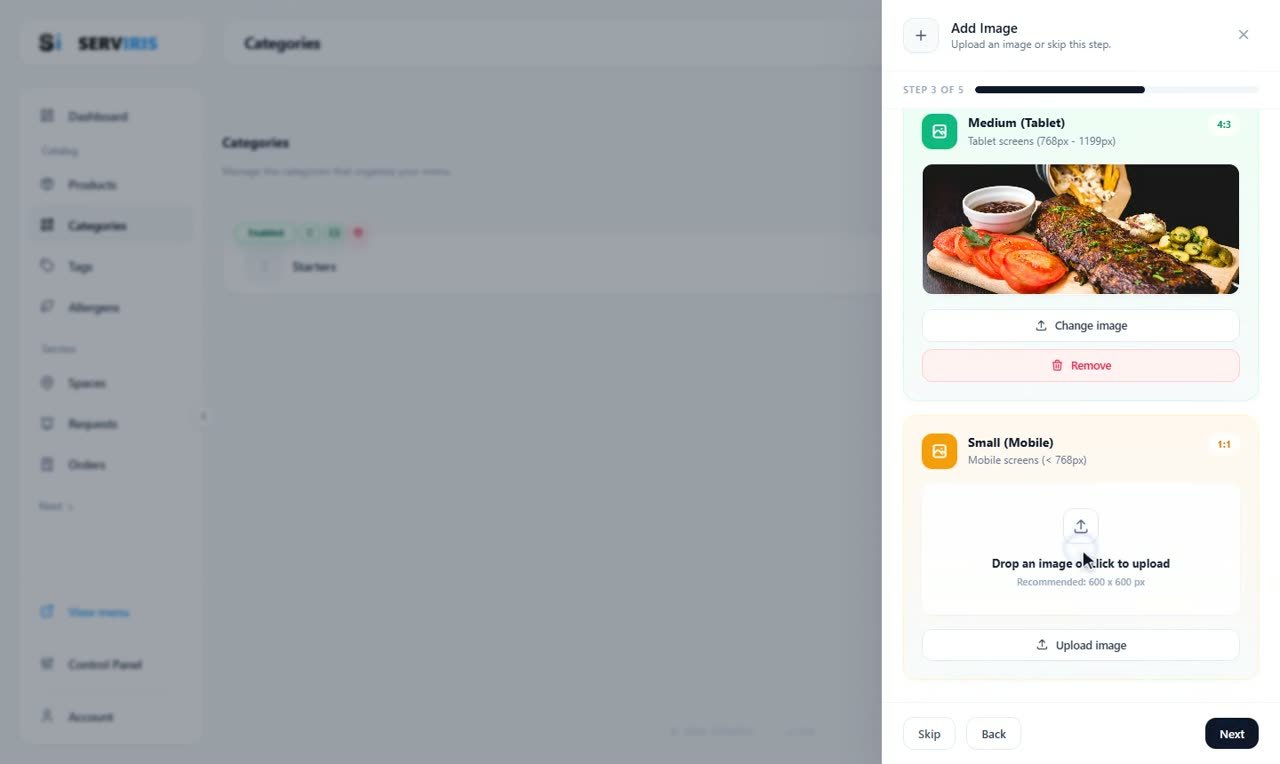 Step 4: And the next one — Categories and subcategories