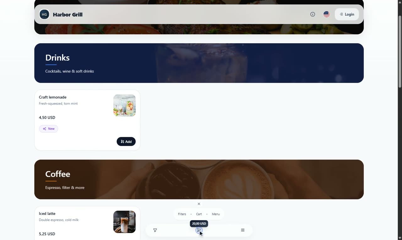 Step 6: One order with two fates — Kitchen and bar displays