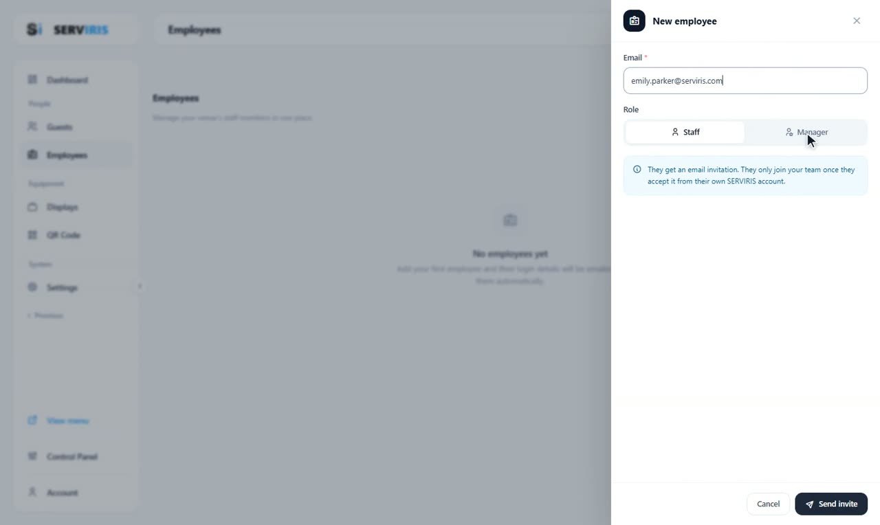 Step 2: The invitation — Employees: invitation and access