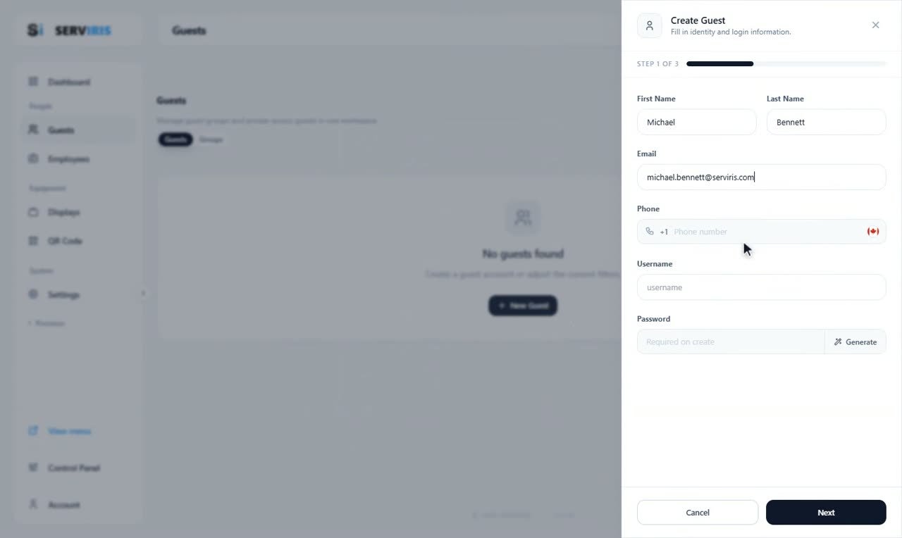 Step 3: A new guest: identity first — Guests: private access for hotels