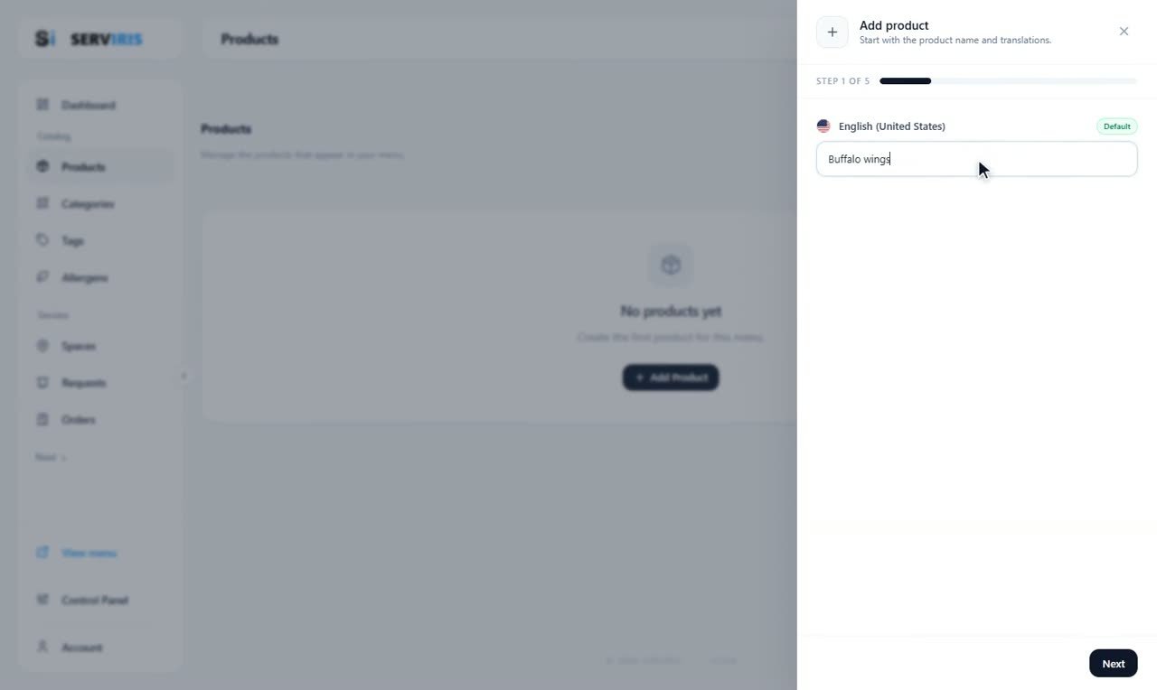Step 1: The Products page — Products