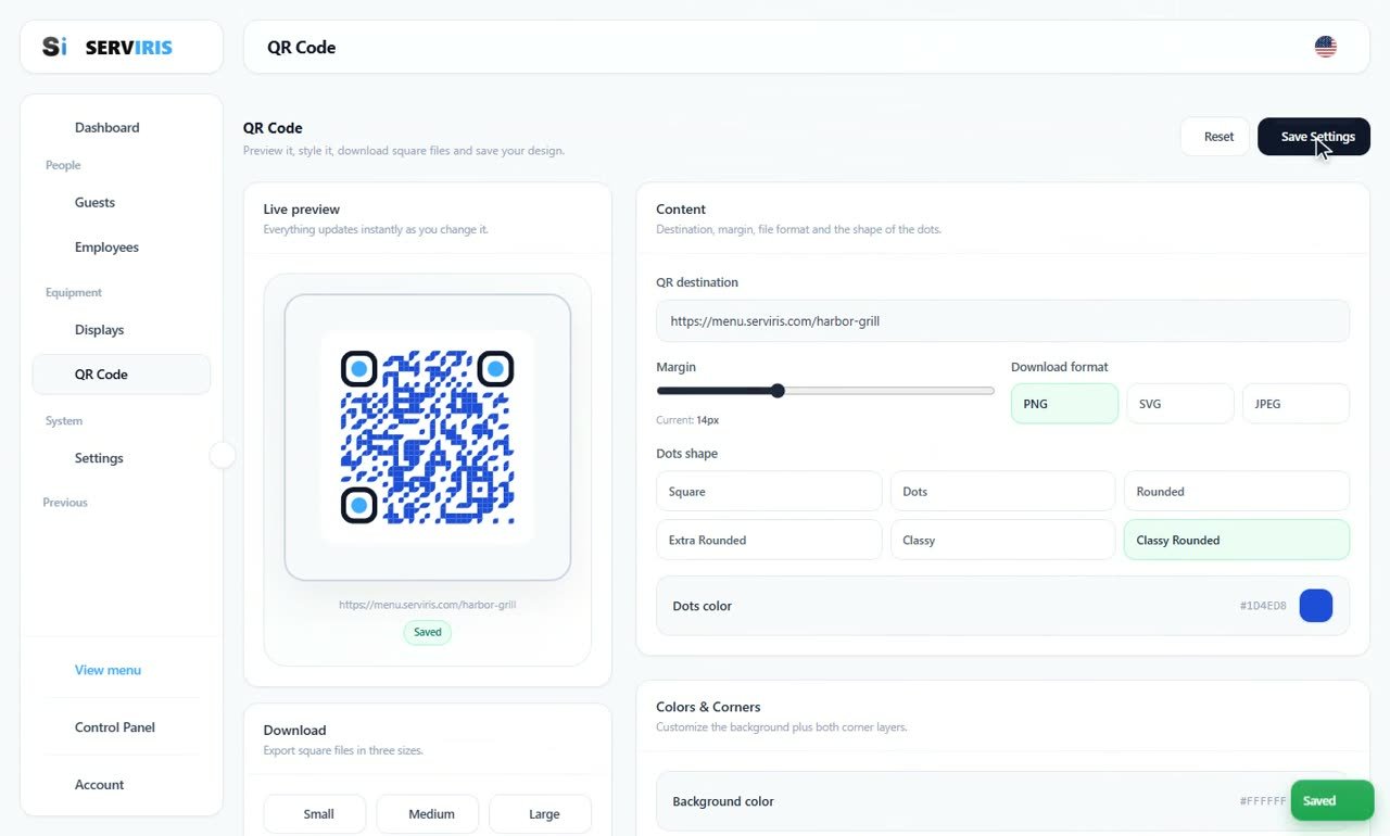 Step 6: Save — the design holds — A QR code with your identity