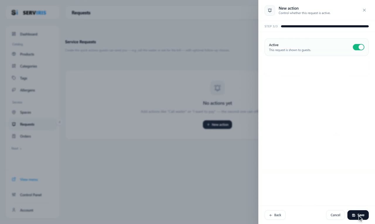 Step 2: Active from birth — Table requests