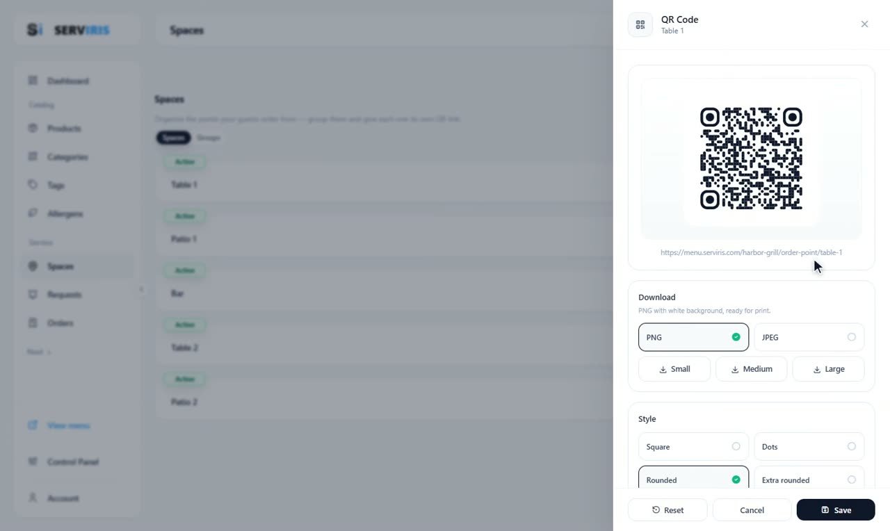 Step 5: The QR of the space — Spaces and their QR codes