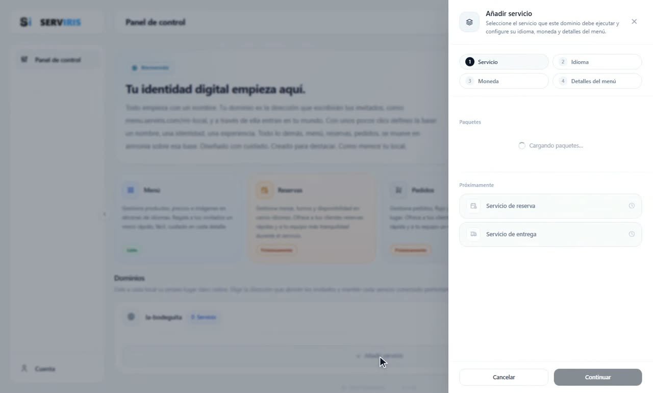 Paso 1: Añadir un servicio — Crea tu local