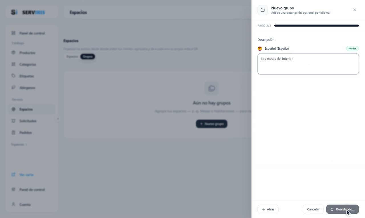 Paso 2: Un grupo con su descripción — Los espacios y sus QR