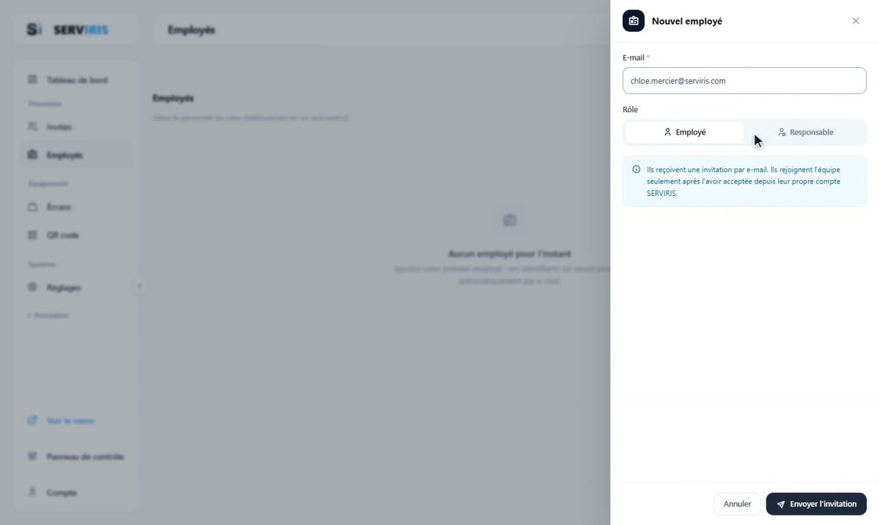 Étape 2: L'invitation — Employés : invitation et accès