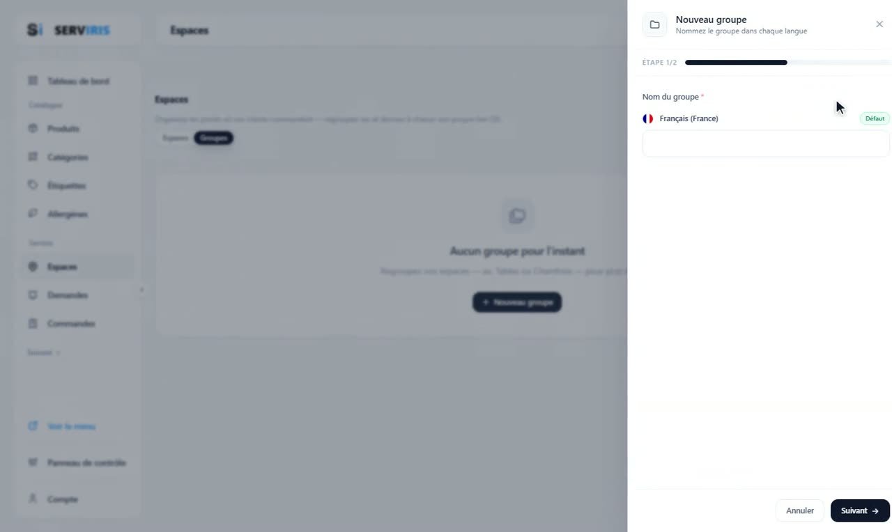 Étape 1: La page Espaces — Les espaces et leurs QR