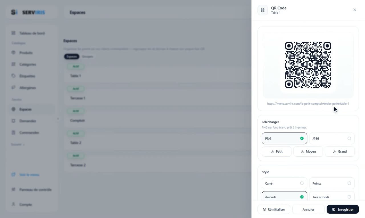 Étape 5: Le QR de l'espace — Les espaces et leurs QR