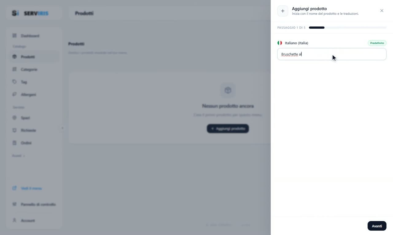 Passo 1: La pagina Prodotti — Prodotti