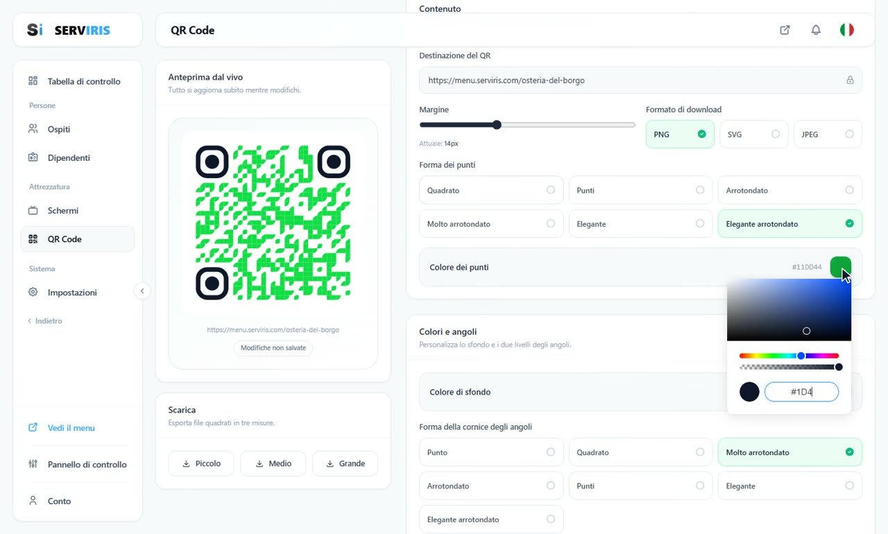 Passo 3: Il corpo del codice — Un QR code con la tua identità