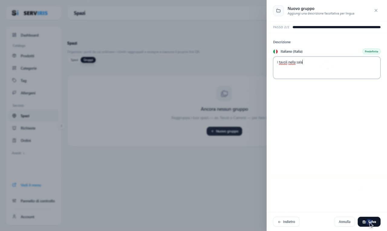 Passo 2: Un gruppo con la sua descrizione — Gli spazi e i loro QR