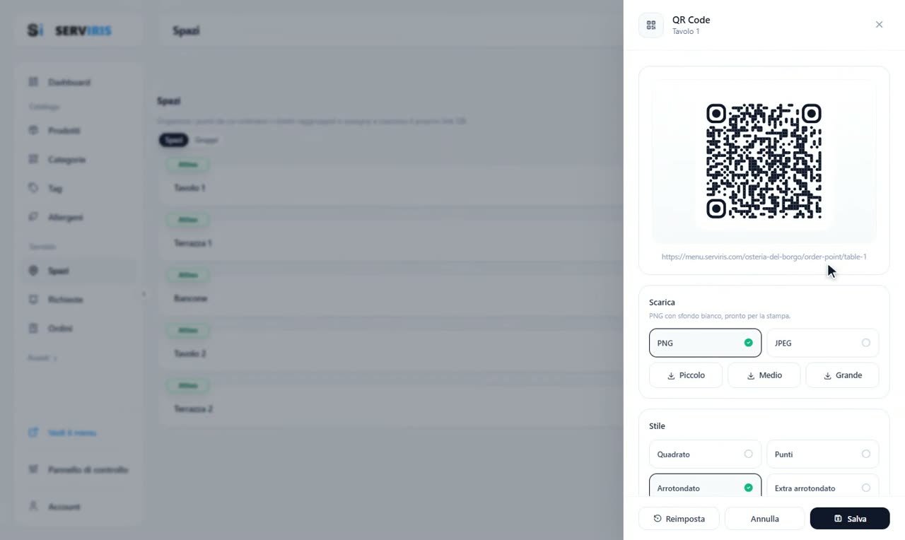 Passo 5: Il QR dello spazio — Gli spazi e i loro QR