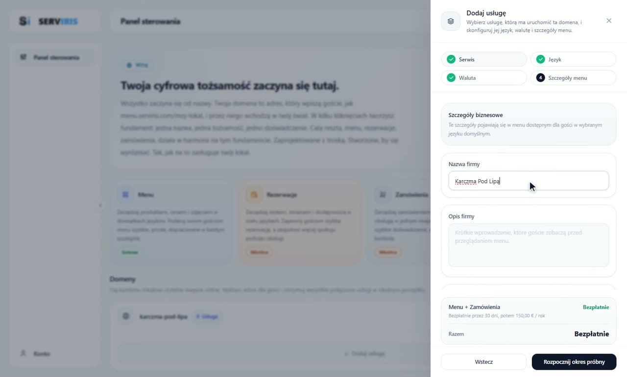 Krok 3: Nazwa i utworzenie — Utwórz swój lokal