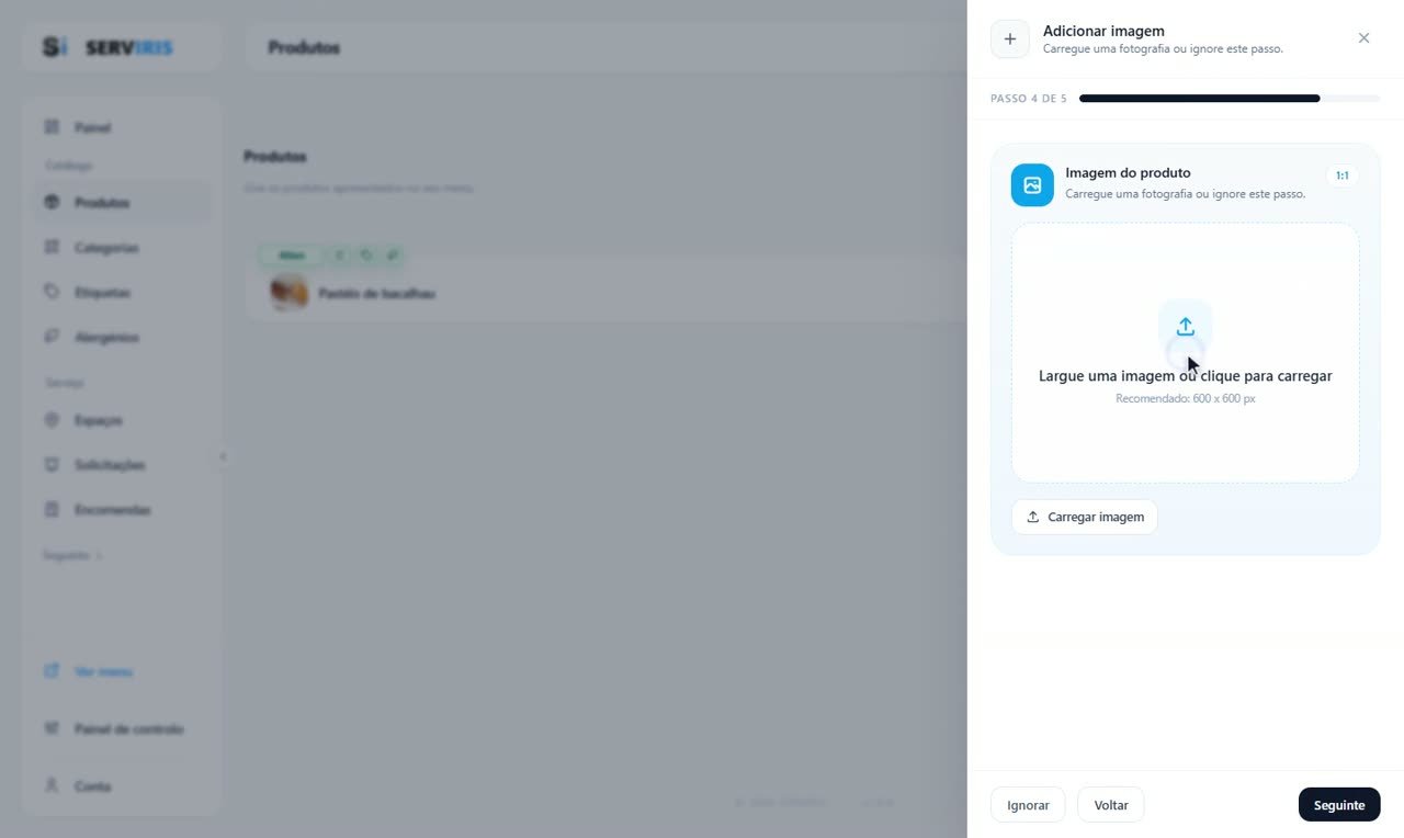 Passo 4: Os alergénios a partir da ficha do produto — Produtos