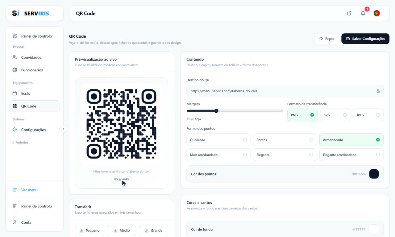 Passo 1: A pré-visualização ao vivo — Um código QR com a sua identidade
