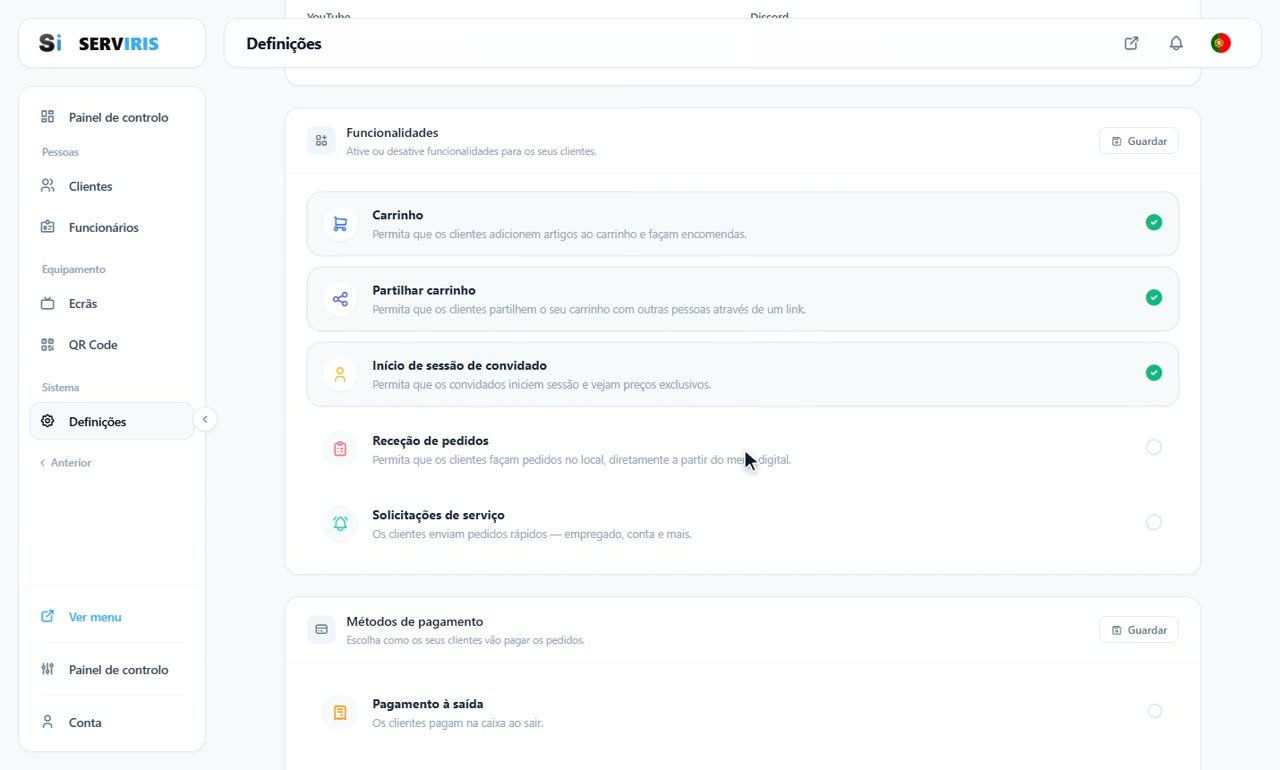 Passo 7: As funcionalidades, uma a uma — Definições: tudo numa lição