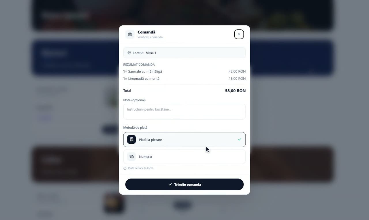 Pasul 2: PASUL 2: Clientul comandă de la masă — Comenzile: un schimb de la un capăt la altul