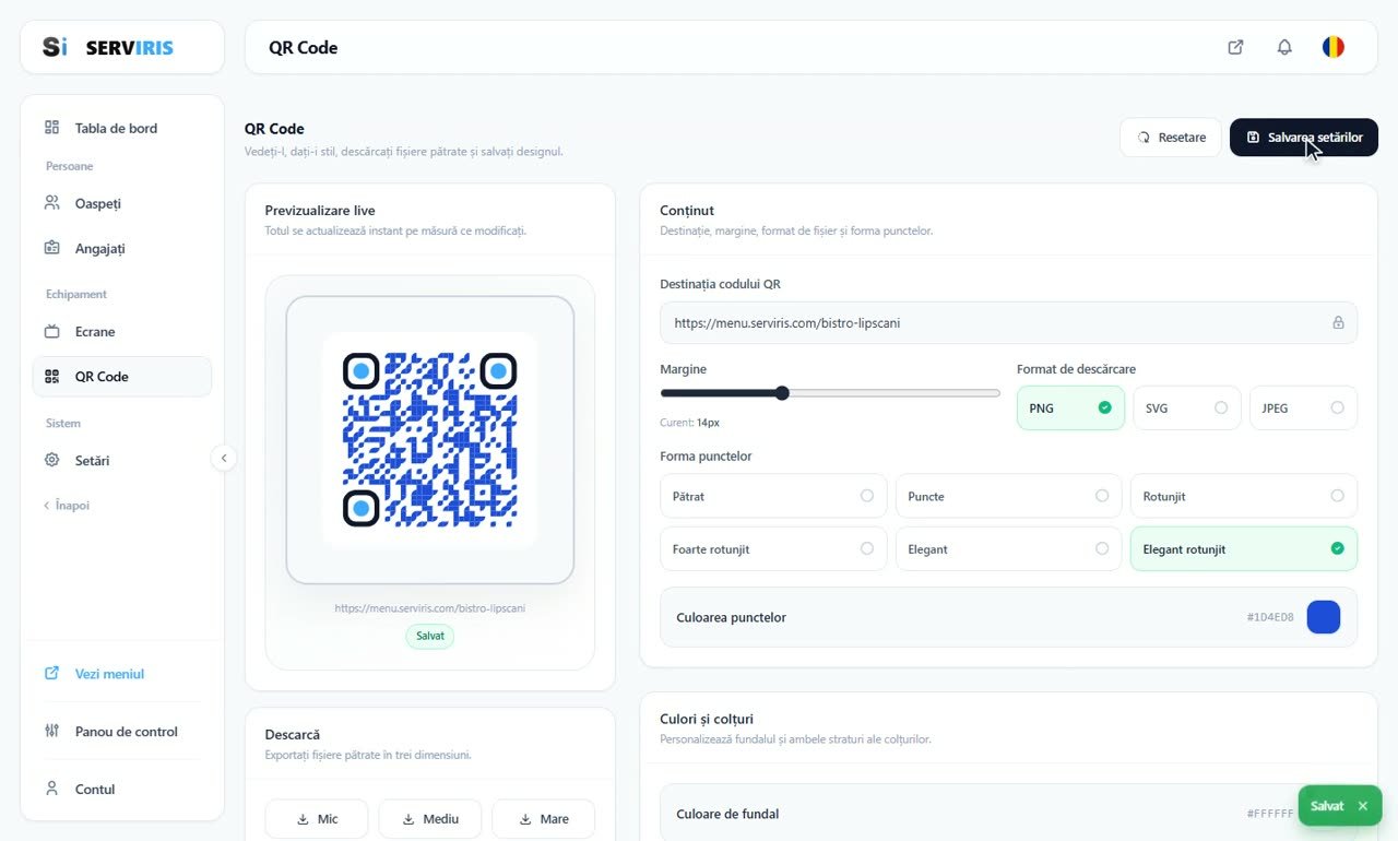 Pasul 6: Salvează — designul ține — Un cod QR cu identitatea ta