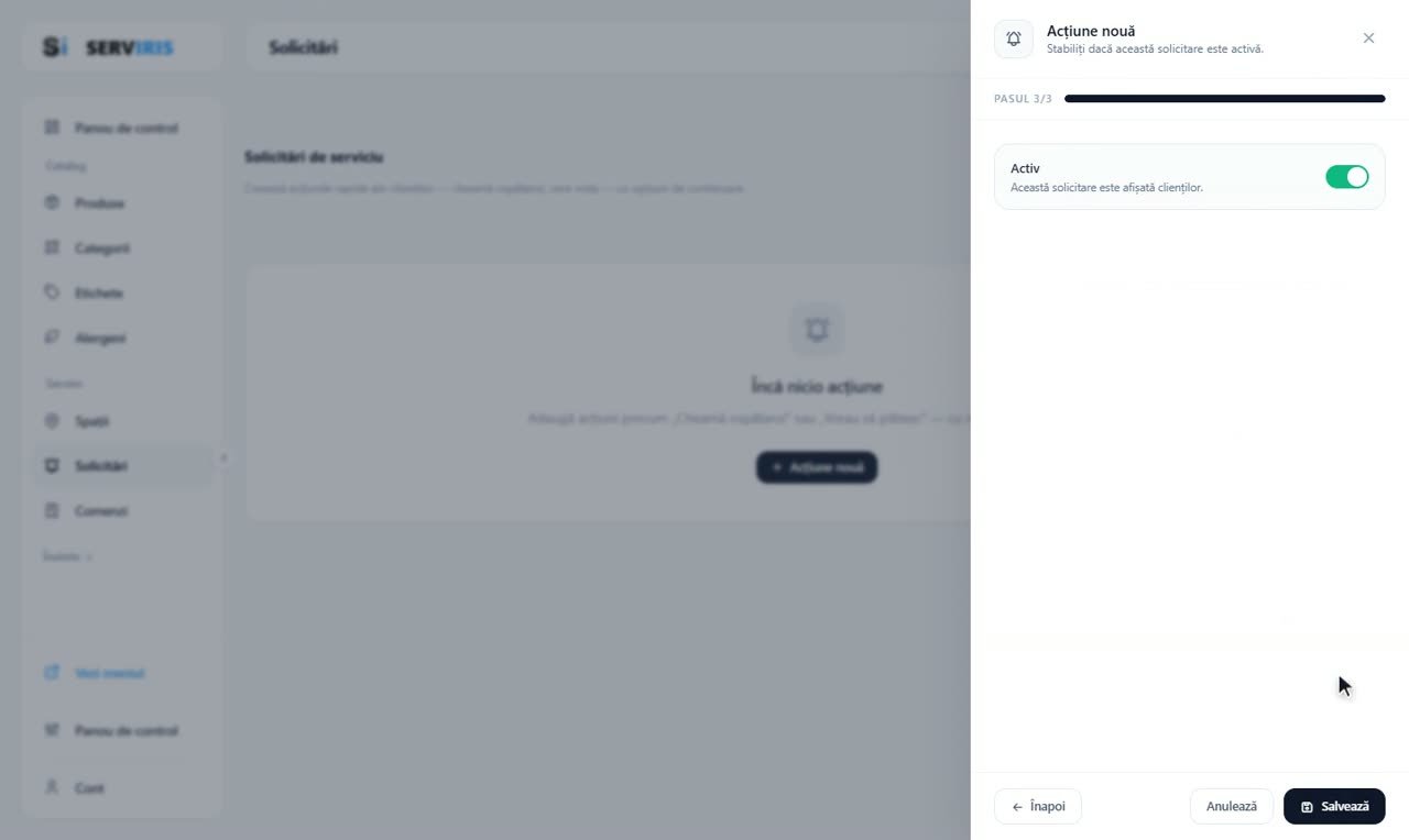 Pasul 2: Activă din prima clipă — Solicitările de la masă