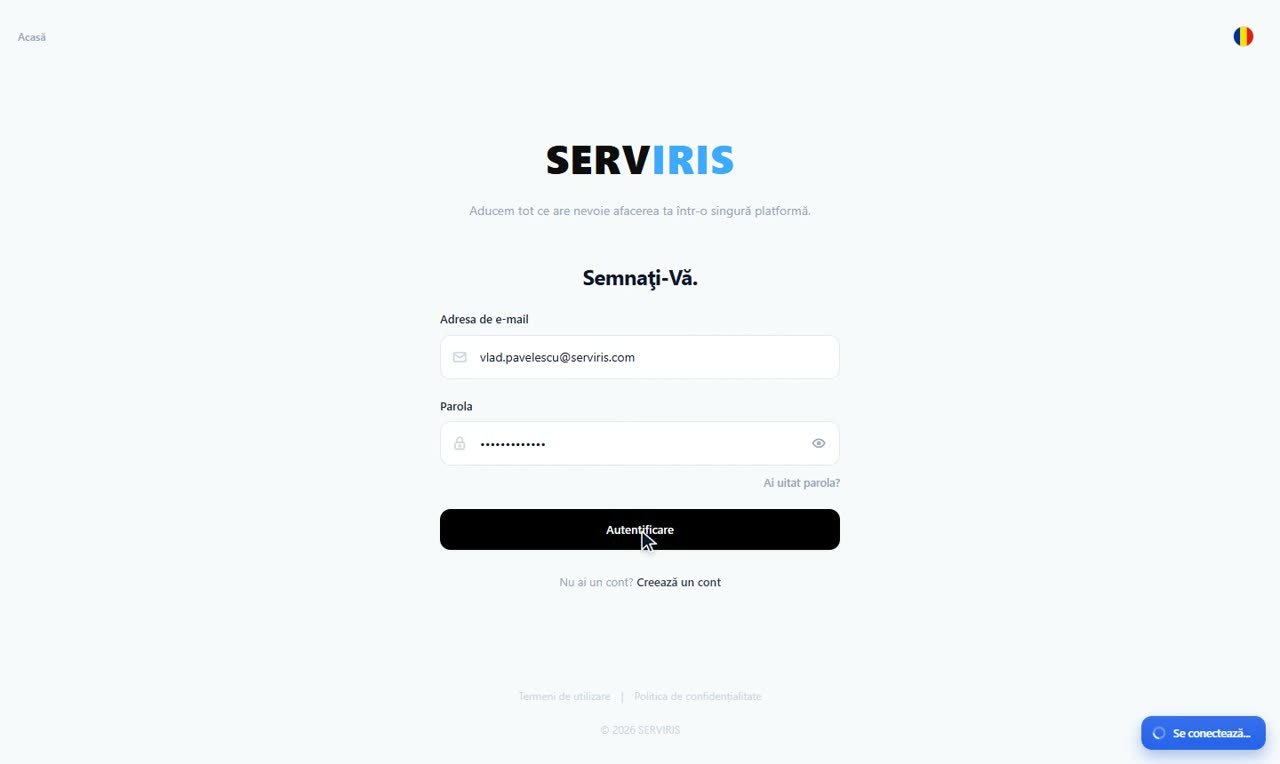 Pasul 2: E-mail și parolă — Autentificarea
