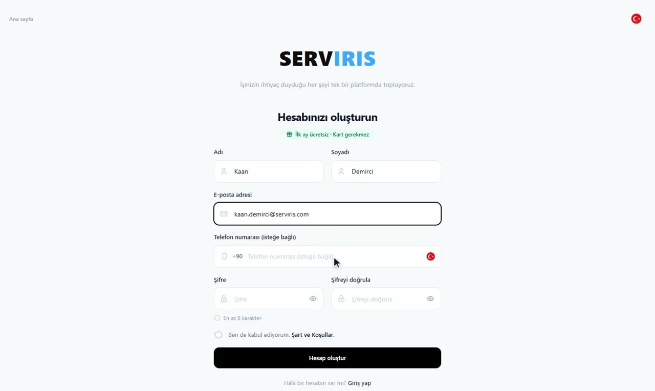 Adım 2: Bilgileriniz ve şifreniz — Hesabınızı oluşturun
